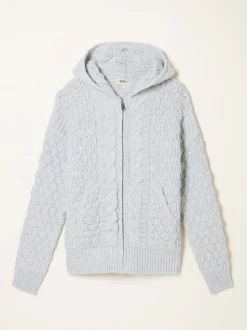 Gris - Sweat à capuche FatFace en Torsade tricotée