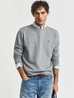 Gris - Sweat GANT Shield à col ras du cou