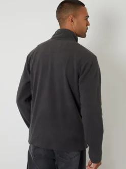 Gris - Sweat-shirt Threadbare quart zippé en micropolaire