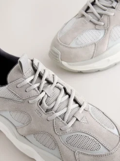 Gris - Tapis de couloir avec bordure en daim