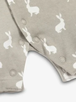 Gris - The Little Tailor Barboteuse Bébé Jersey Bunny Imprimé 100% Coton