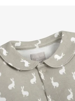 Gris - The Little Tailor Barboteuse Bébé Jersey Bunny Imprimé 100% Coton