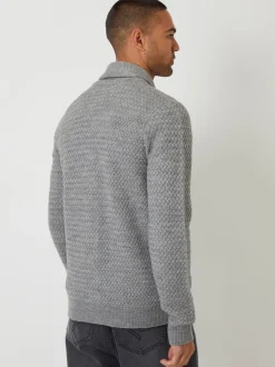 Gris - Threadbare Châle Col tricoté Cardigan