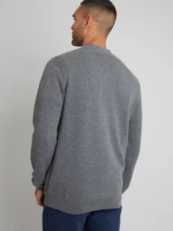 Gris - Threadbare Coton Blend Tricoté Cardigan