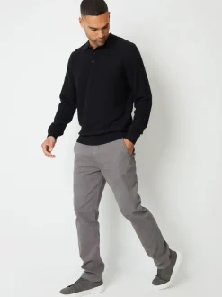 Gris - Threadbare Coupe droite Canvas Pantalons With Extensible