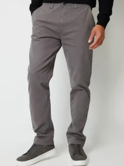 Gris - Threadbare Coupe droite Canvas Pantalons With Extensible