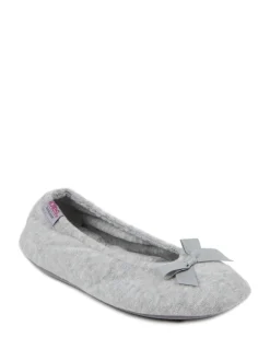 Gris - Totes Isotoner Terry Ballet chaussons à nœud