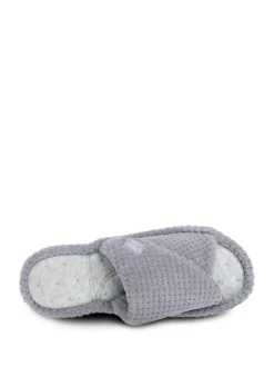 Gris - Totes Ladies Isotoner Popcorn Turnover Open Toe Slippers