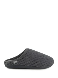 Gris - Totes Mens Isotoner Swept Back Popcorn Mule Slippers