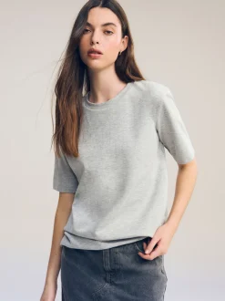 Gris - T-shirt Manche courte Col ras du cou lourd