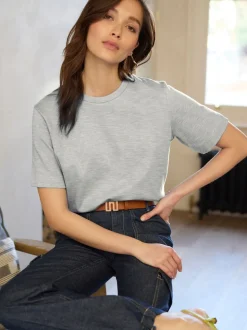 Gris - T-shirt Manche courte Col ras du cou lourd