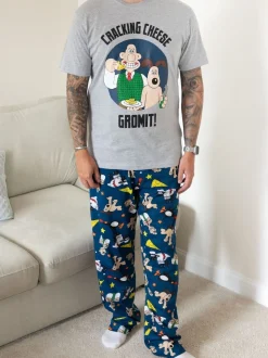 Gris - Vanilla Underground Hommes Wallace et Gromit 100Pyjama en coton à 100