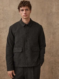 Gris - Veste à Chevrons texturée en laine