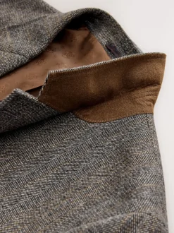 Gris - Veste de costume à coupe ajustée en laine mélangée à rayures à chevrons