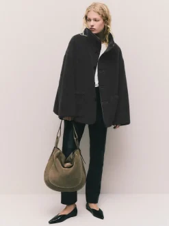 Gris - Veste réversible imitation peau de mouton