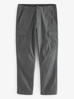 Gris anthracite - Ajustement droit - Pantalon cargo stretch en coton