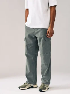 Gris anthracite - Coupe ample - Pantalon cargo stretch en coton