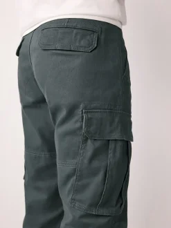 Gris anthracite - Coupe fuselée régulière - Pantalon cargo stretch en coton