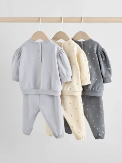 Gris anthracite & Crème - Ensemble 6 pièces pour bébé sweat et jogging (0mois2ans)