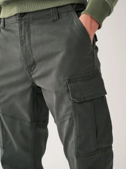Gris anthracite - Slim Fit (Slim Fit) - Pantalon cargo stretch en coton
