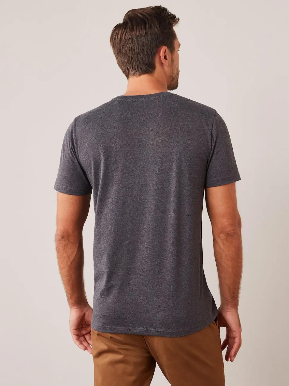 Gris anthracite chiné - Ajustement régulier - T-shirt Essential Col rond en coton