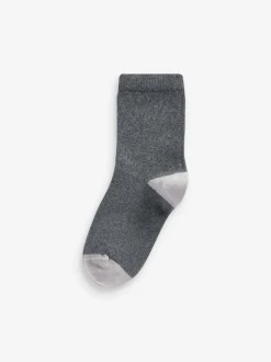 Gris avec talon et orteil contrastés - Paquet de chaussettes en coton riche 10