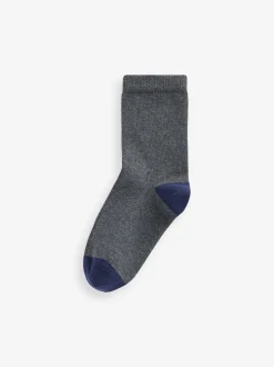 Gris avec talon et orteil contrastés - Paquet de chaussettes en coton riche 10
