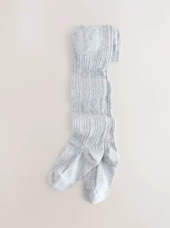 Gris avoine noire et bleu marine - Lot de 5 collants en torsades de coton riche