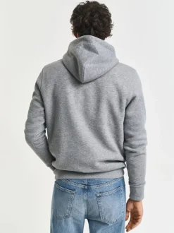 Gris chiné - Pull Over - GANT Sweat-shirt à capuche Regular Shield