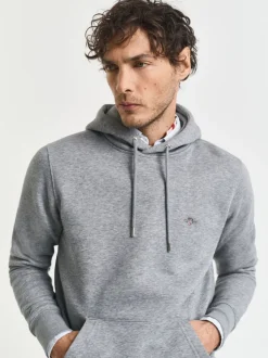 Gris chiné - Pull Over - GANT Sweat-shirt à capuche Regular Shield