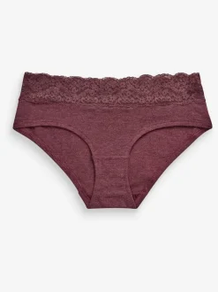 Gris chiné/rose/prune - Lot de 4 culottes en coton et dentelle