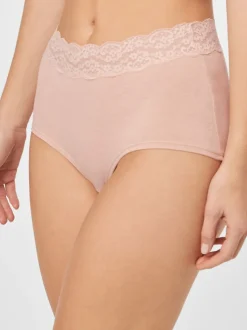 Gris chiné/rose/prune - Lot de 4 culottes en coton et dentelle