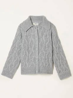 Gris clair - Cardigan FatFace en maille à col