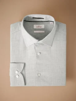 Gris clair à carreaux - Chemise Signature Premium texturée