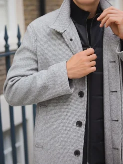 Gris clair - Gilet en laine à chevrons Manteau matelassé