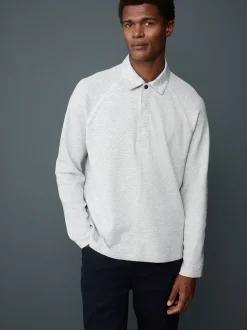 Gris clair - Manches longues - Polo texturé à manches longues gaufré