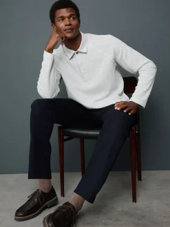 Gris clair - Manches longues - Polo texturé à manches longues gaufré