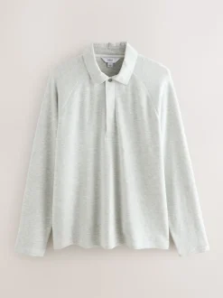 Gris clair - Manches longues - Polo texturé à manches longues gaufré