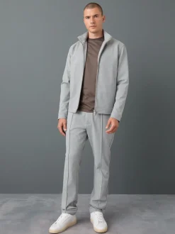 Gris clair - Pantalon élégant à taille élastique avec contenu en laine