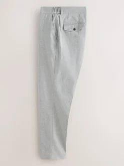 Gris clair - Pantalon élégant en coton brossé coupe classique