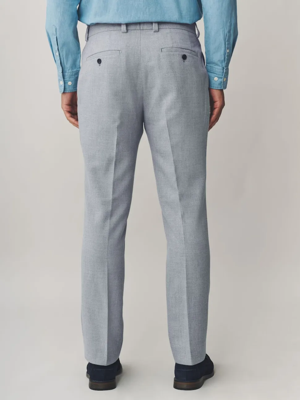 Gris clair - Pantalons élégants texturés coupe classique avec ceinture extensible