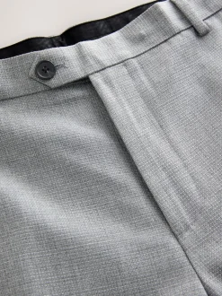 Gris clair - Pantalons élégants texturés coupe classique avec ceinture extensible