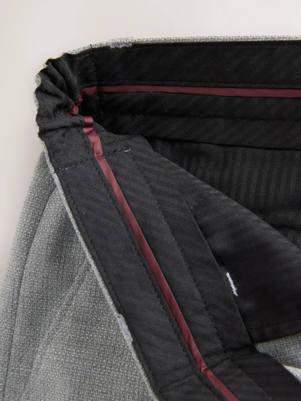 Gris clair - Pantalons élégants texturés coupe classique avec ceinture extensible