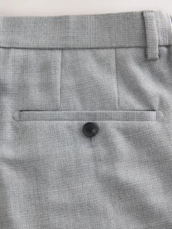 Gris clair - Pantalons élégants texturés coupe classique avec ceinture extensible