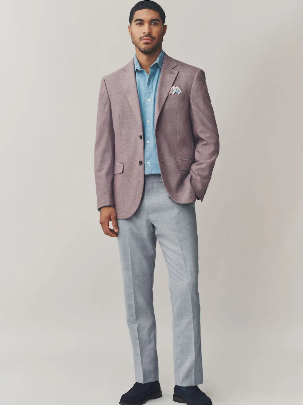 Gris clair - Pantalons élégants texturés coupe classique avec ceinture extensible