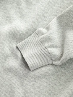 Gris clair - Uni - Pull N.Premium Coupe classique 100% Coton Premium à fermeture éclair