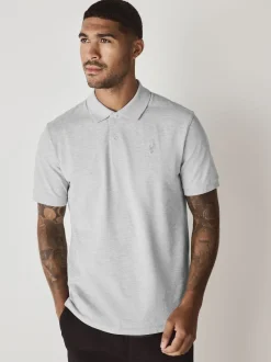 Gris clair chiné - Ajustement régulier - Polo Manches courtes Pique