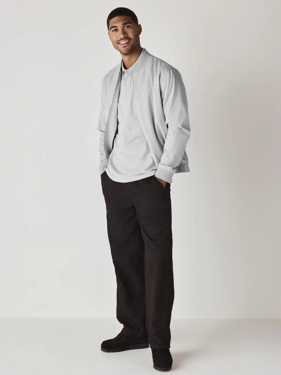 Gris clair chiné - Ajustement régulier - Polo Manches courtes Pique