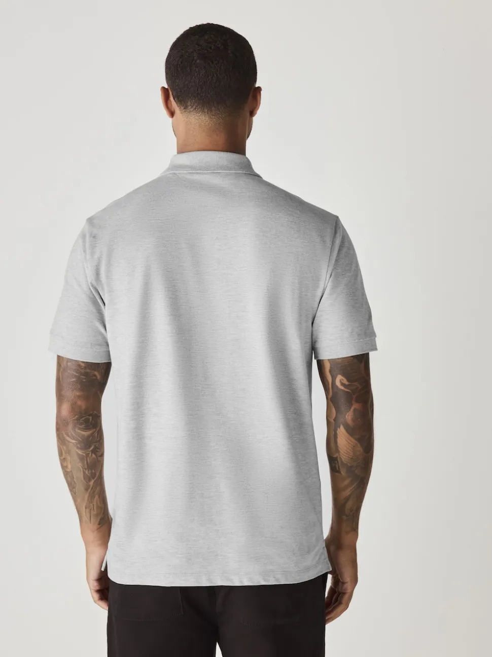 Gris clair chiné - Ajustement régulier - Polo Manches courtes Pique