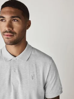 Gris clair chiné - Ajustement régulier - Polo Manches courtes Pique